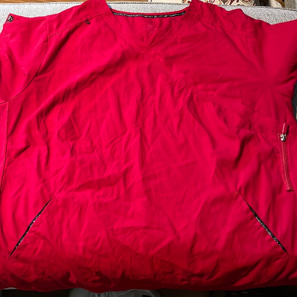 Koi Lite Red Scrub Top Size 4X